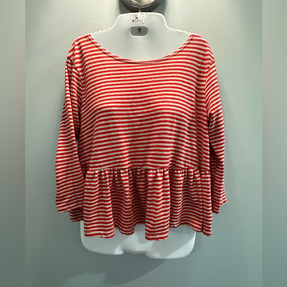 We the Free red striped Replum cropped shirt size Medium